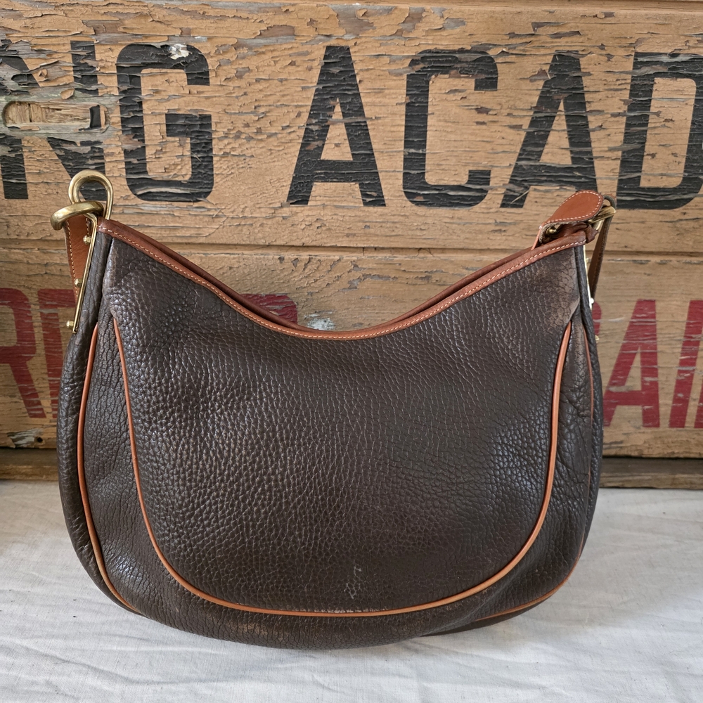 Vintage Dooney & Bourke Brown All Weather Leather Crescent Hobo - Picture 6 of 16